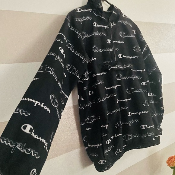 Unisex Champion Black and White Logo Rain jacket - Picture 4 of 8